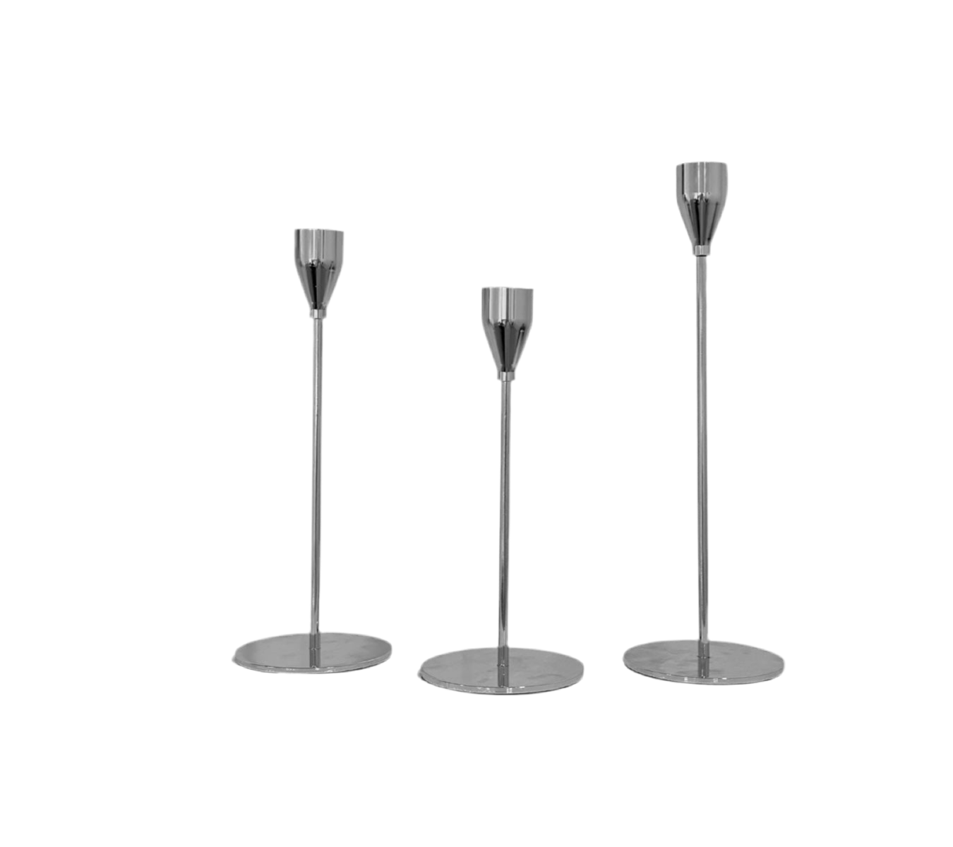 Silver Metal Candlestick holders - Set of 3