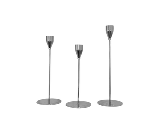 Silver Metal Candlestick holders - Set of 3