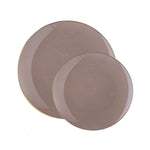 Round Taupe and Gold Plastic Plates | 10 Pack