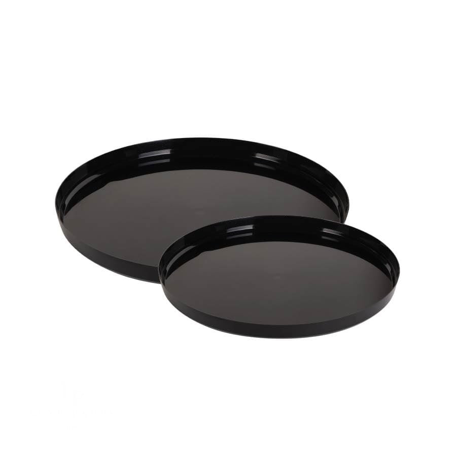 Round Black Walled Plastic Plates | 10 Pack