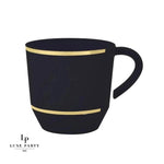 Luxe Party NYC Coffee Cup 12.5 Oz Round Black • Gold Plastic Coffee Cup | 8 Cups