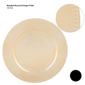 Luxe Party NYC Chargers 13" Gold Beaded Round Plastic Charger Plate | 1 Charger