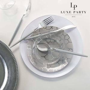 Luxe Party NYC Chargers 13" Silver Beaded Round Plastic Charger Plate | 1 Charger