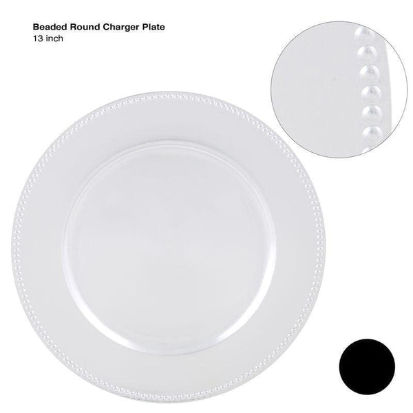 Silver plastic chargers top