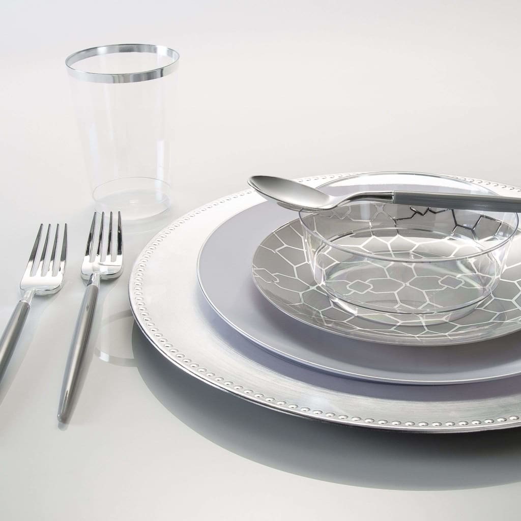 Silver plastic discount chargers