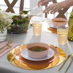 14 Oz. Round Blush • Gold Plastic Bowls | 10 Pack - Soup Bowls