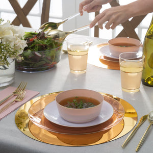 14 Oz. Round Blush • Gold Plastic Bowls | 10 Pack - Soup Bowls