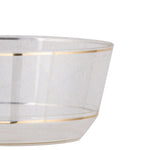 14 Oz. Round Clear • Gold Glitter Plastic Bowls | 10 Pack - Soup Bowls
