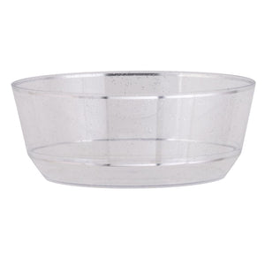 14 Oz. Round Clear • Silver Glitter Plastic Bowls | 10 Pack - Soup Bowls