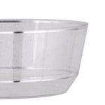 14 Oz. Round Clear • Silver Glitter Plastic Bowls | 10 Pack - Soup Bowls