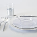 14 Oz. Round Clear • Silver Plastic Bowls | 10 Pack - Luxe Party NYC