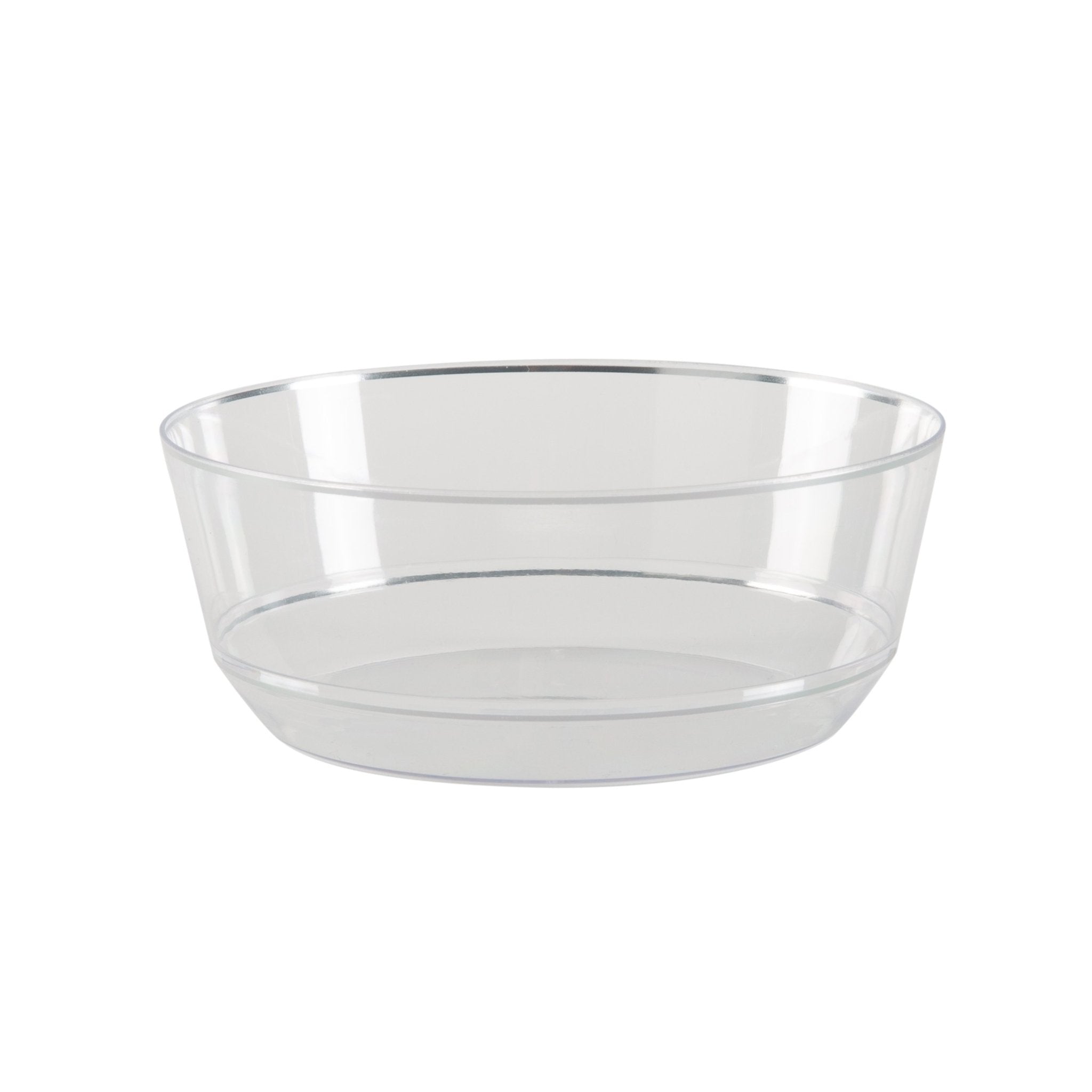 14 oz. Round Clear • Silver Plastic Bowls | 10 Pack