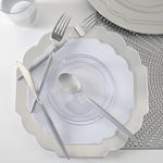 14 Oz. Round Clear • Silver Plastic Bowls | 10 Pack - Luxe Party NYC