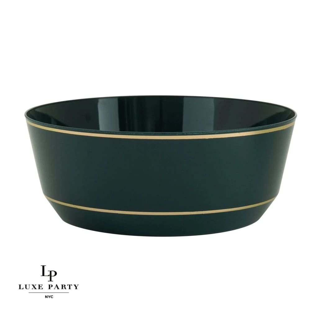 Accent Bowls Soup Bowls 14 Oz. Round Emerald • Gold Plastic Bowls | 10 Pack