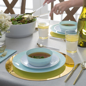 14 Oz. Round Mint • Gold Plastic Bowls | 10 Pack - Soup Bowls