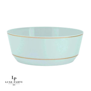 Accent Bowls Soup Bowls 14 Oz. Round Mint • Gold Plastic Bowls | 10 Pack