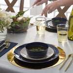 14 Oz. Round Navy • Gold Plastic Bowls | 10 Pack - Soup Bowls
