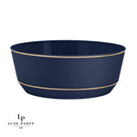 Accent Bowls Soup Bowls 14 Oz. Round Navy • Gold Plastic Bowls | 10 Pack