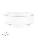 Accent Bowls Soup Bowls 14 Oz. Round White • Silver Plastic Bowls | 10 Pack