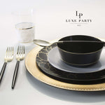 Accent Bowls Soup Bowls 14 Oz. Round Black • Gold Plastic Bowls | 10 Pack