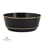 Accent Bowls Soup Bowls 14 Oz. Round Black • Gold Plastic Bowls | 10 Pack