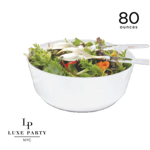 80 Oz. Round White Plastic Serving Bowl - Soup Bowls