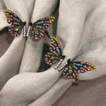 Rhinestone Butterfly Ring - Set of 4