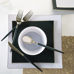 Square Emerald • Gold Plastic Plates | 10 Pack