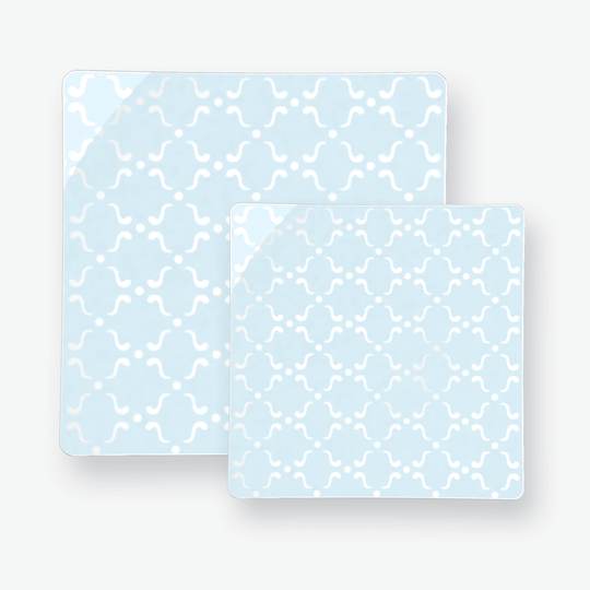 Square Ice Blue • Silver Pattern Plates | 10 Plates