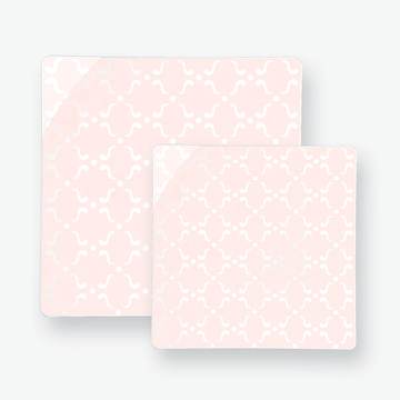Square Blush • Silver Pattern Plates | 10 Plates