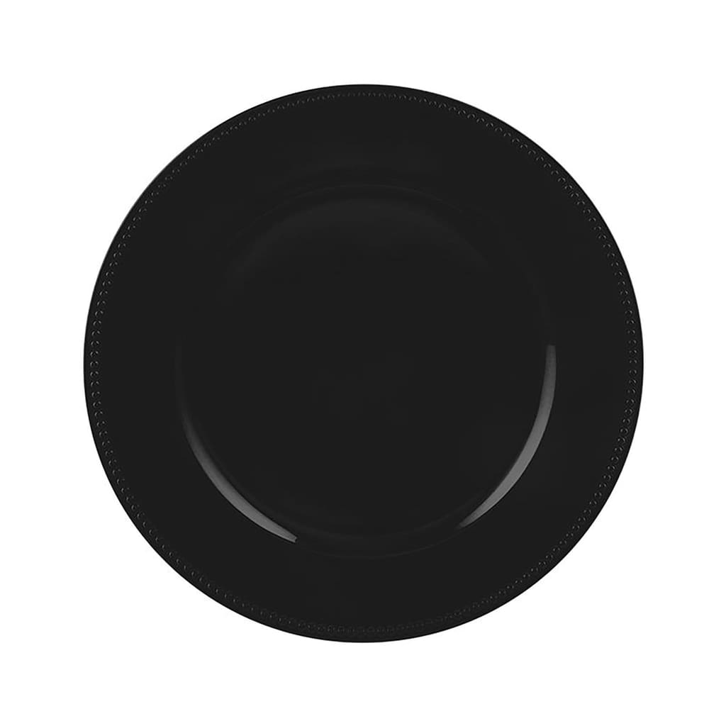 Luxe Party NYC Chargers Black Beaded Round Plastic Charger Plate | 1 Charger