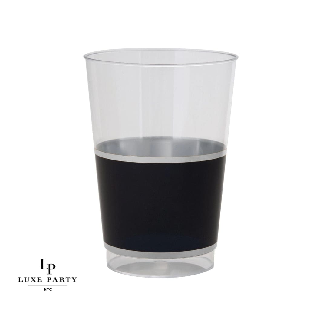 Luxe Party NYC Tumblers Black • Silver Plastic Cups | 10 Cups