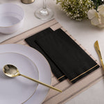 Luxe Party NYC Napkins 16 Dinner Napkins - 4.25" x 7.75" Black with Gold Stripe Paper Napkins - 3 sizes available