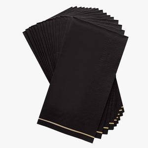 Luxe Party NYC Napkins Black with Gold Stripe Paper Napkins - 3 sizes available
