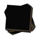 Luxe Party NYC Napkins 20 Beverage Napkins - 5" x 5" Black with Gold Stripe Paper Napkins - 3 sizes available