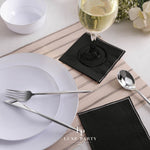 Black with Silver Stripe Cocktail Paper Napkins | 20 Napkins - 20 Beverage Napkins - 5 x 5 - Napkins