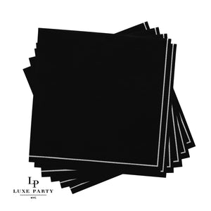 Black with Silver Stripe Cocktail Paper Napkins | 20 Napkins - 20 Beverage Napkins - 5 x 5 - Napkins