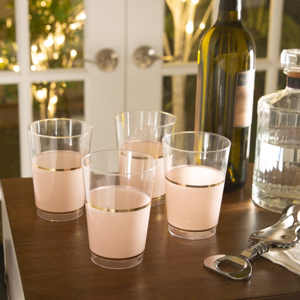 Luxe Party NYC Tumblers Blush • Gold Plastic Cups | 10 Cups