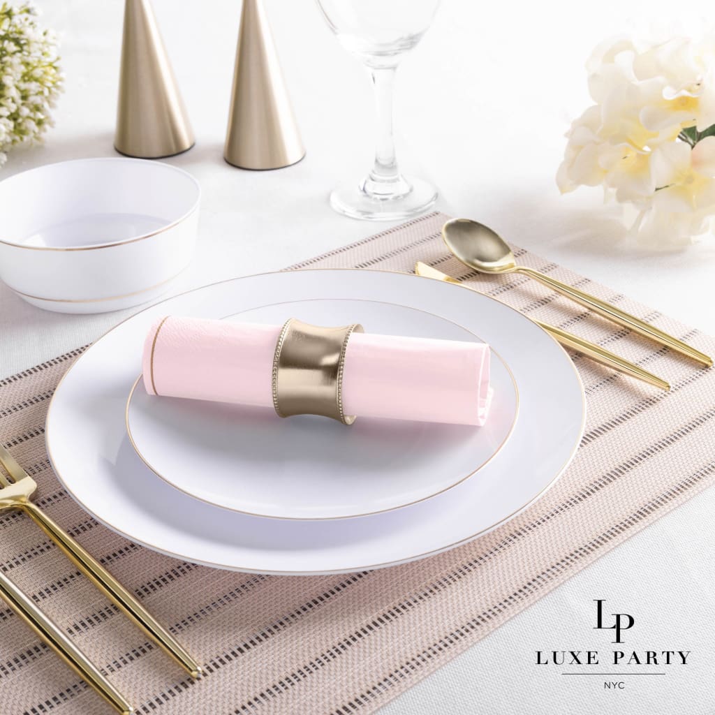 Blush with Gold Stripe Lunch Napkins | 20 Napkins - 20 Lunch Napkins - 6.5 x 6.5 - Napkins