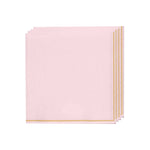 Luxe Party NYC Napkins 20 Lunch Napkins - 6.5" x 6.5" Blush with Gold Stripe Paper Napkins - 3 available sizes