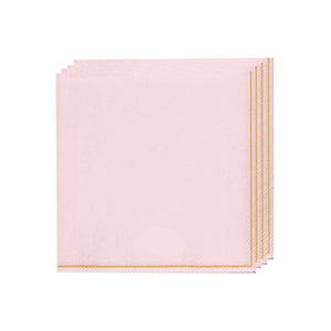 Luxe Party NYC Napkins 20 Lunch Napkins - 6.5" x 6.5" Blush with Gold Stripe Paper Napkins - 3 available sizes