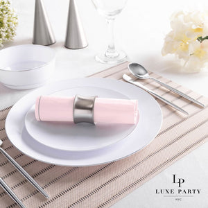 Blush with Silver Stripe Lunch Paper Napkins | 20 Napkins - 20 Lunch Napkins - 6.5 x 6.5 - Napkins