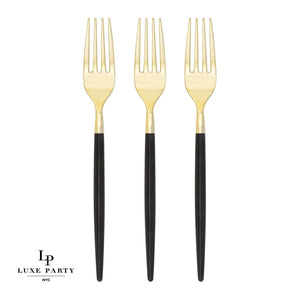 Chic Two Tone Forks Chic Round Black and Gold Forks | 32 Pieces