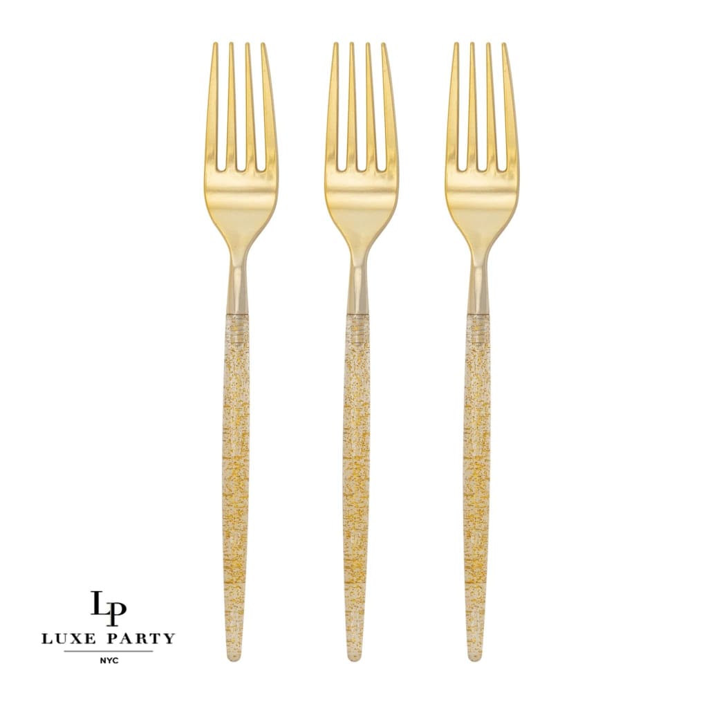 Chic Two Tone Forks Chic Round Gold Glitter Forks | 32 Pieces