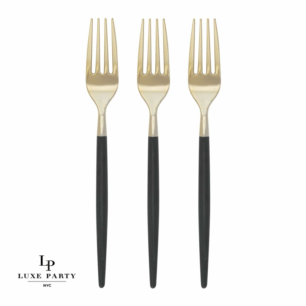 Chic Two Tone Forks Chic Round Navy and Gold Forks | 32 Pieces