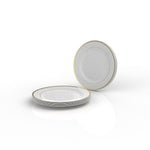 Classic Round Plastic Plates Classic Round White • Gold Plastic Plates | 10 Plates