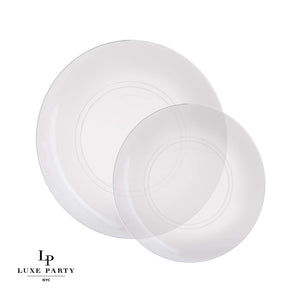 Round AccenClear • Silver Round Plastic Plates | 10 Pack