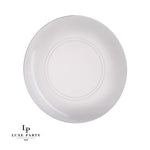 Round Accent Plastic Plates Clear • Silver Round Plastic Plates | 10 Pack