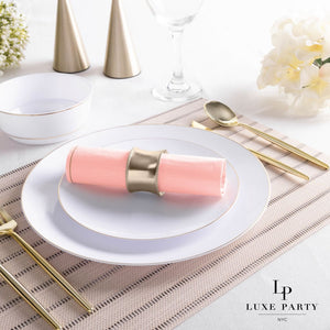 Coral with Gold Stripe Lunch Napkins | 20 Napkins - 20 Lunch Napkins - 6.5 x 6.5 - Napkins