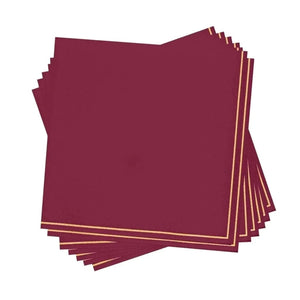 Luxe Party NYC Napkins 20 Lunch Napkins - 6.5" x 6.5" Cranberry with Gold Stripe Paper Napkins - 3 available sizes